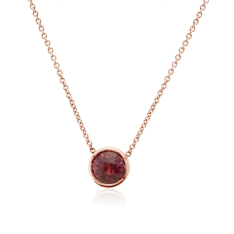 women's necklaces with statement charm -Rose Gold Pink Tourmaline Necklace