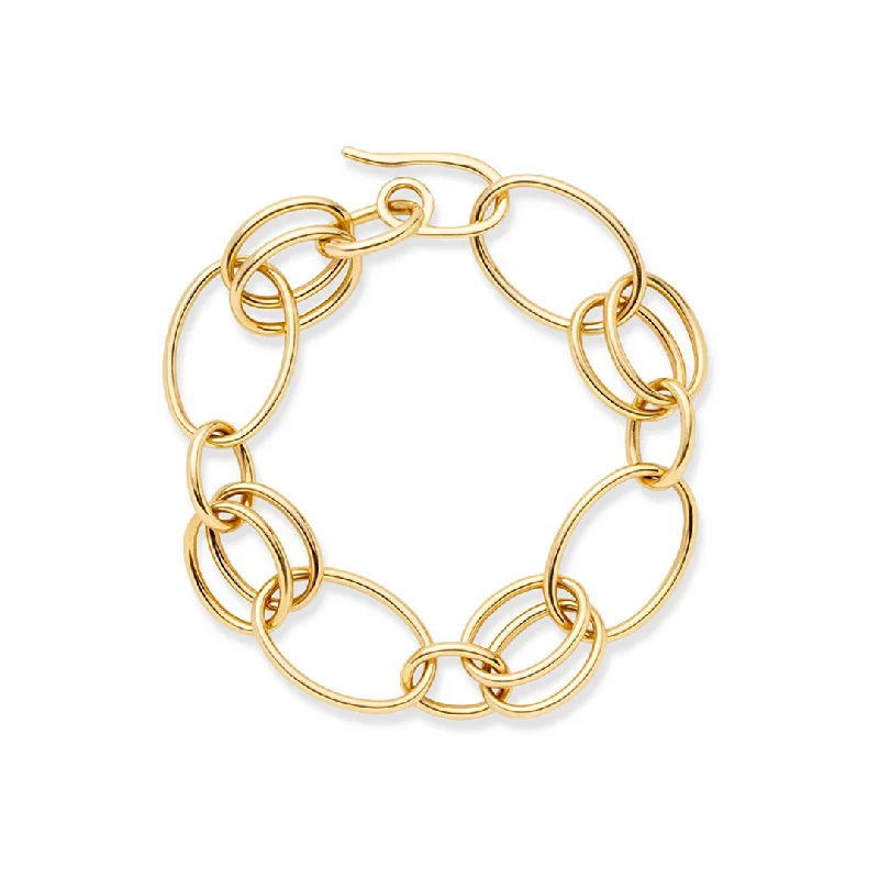 women's bracelets with cubic zirconia -Gold Double Link Bracelet