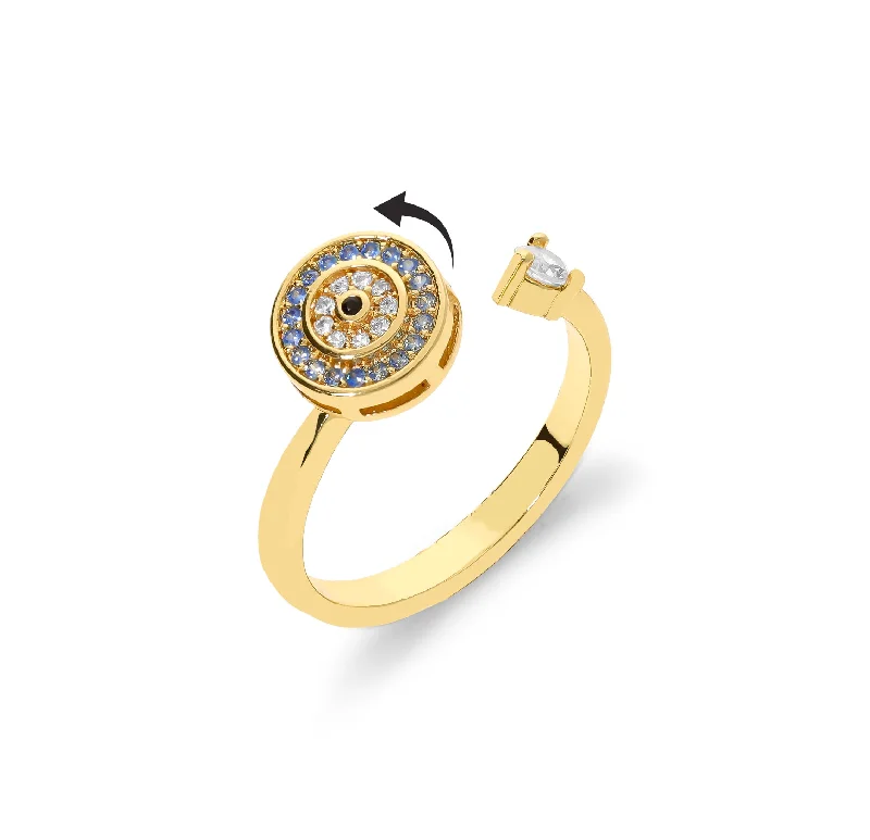 women's rings with elegant stones -Evel eye twist ring gold