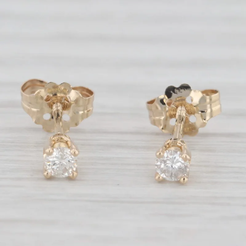 women's earrings with butterfly design -Small 0.13ctw Diamond Solitaire Stud Earrings 14k Yellow Gold