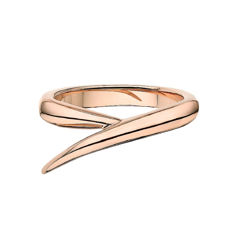 women's rings with matching earrings -Interlocking Single Ring - 18ct Rose Gold