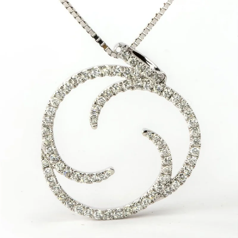 women's necklaces with gemstone accents -Diamond Pinwheel Circle of Life Pendant Necklace 18K White Gold