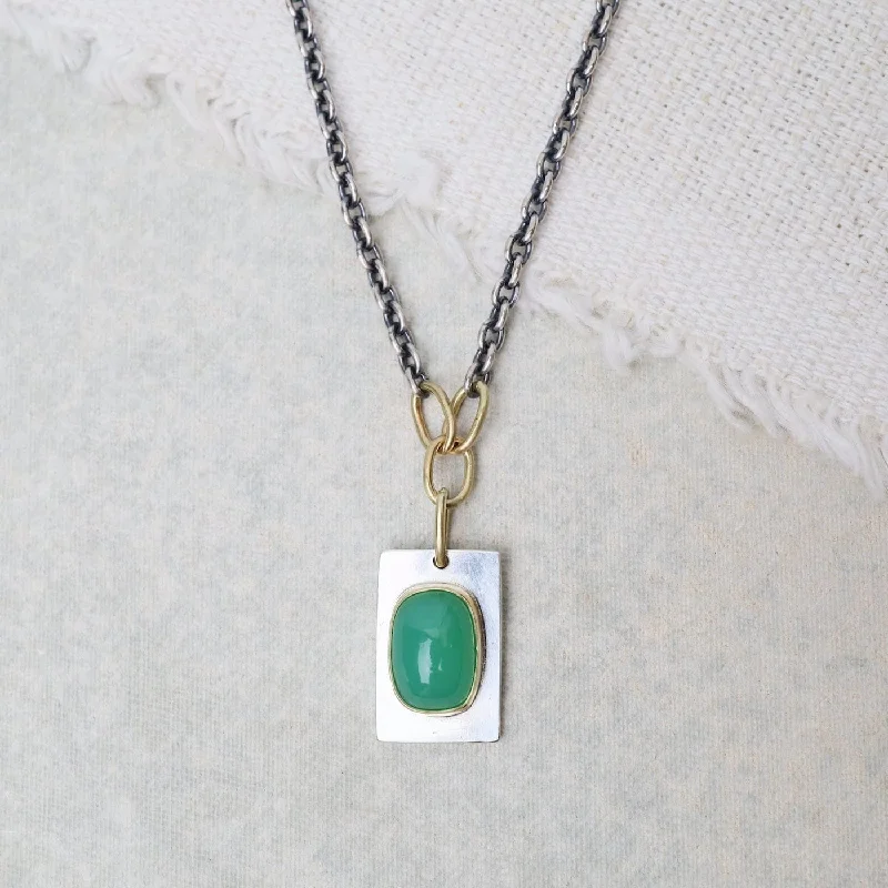 women's necklaces with chunky chain -One Of A Kind Chrysoprase Portal Necklace