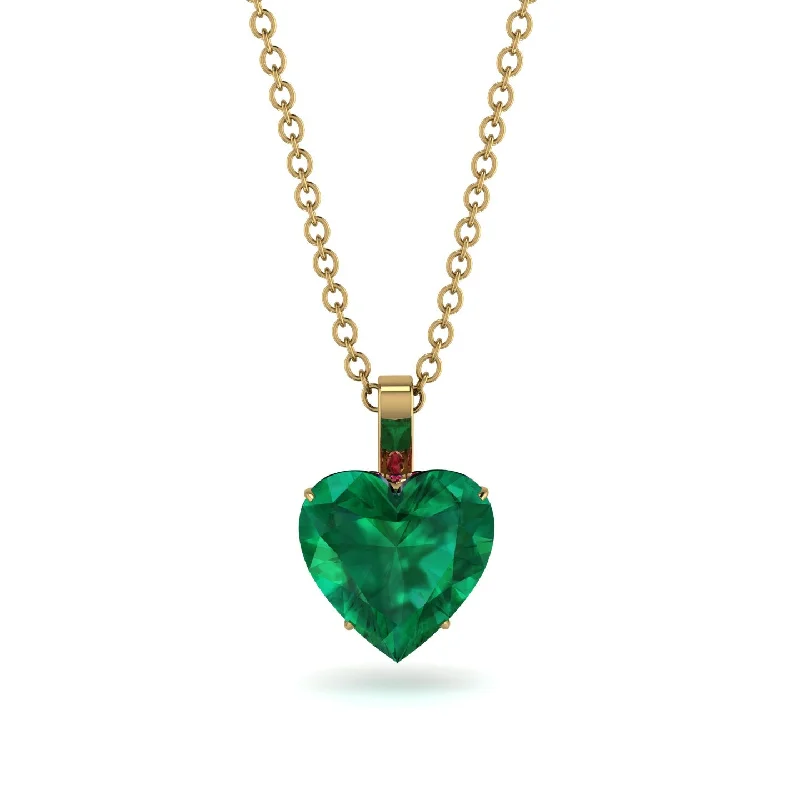 women's necklaces with solitaire pendant -Heart Emerald Necklace - Noelle No. 49