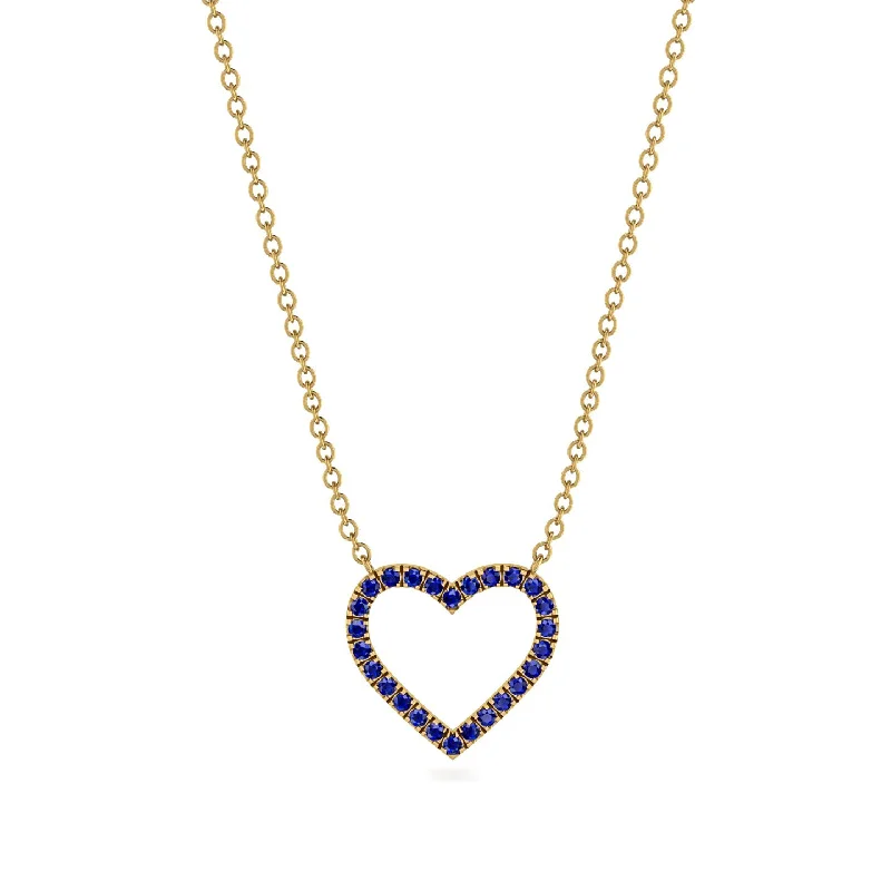 women's necklaces with double-layer chain -Heart Shaped Sapphire Necklace - Marie No. 13