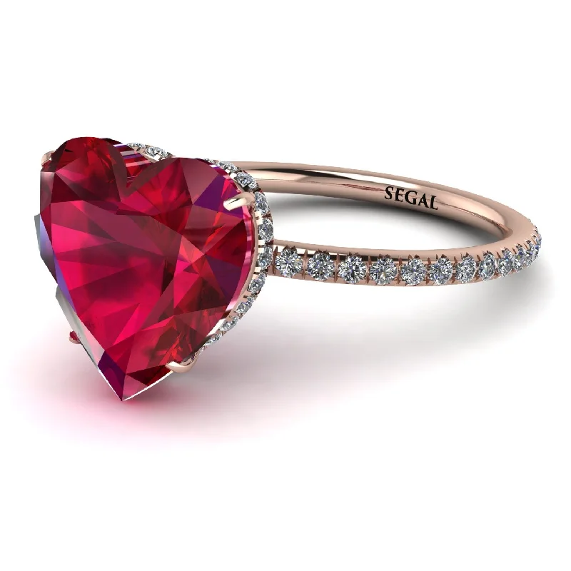 women's engagement rings with radiant cut -Heart Shape Ruby Ring - Noelle No. 11