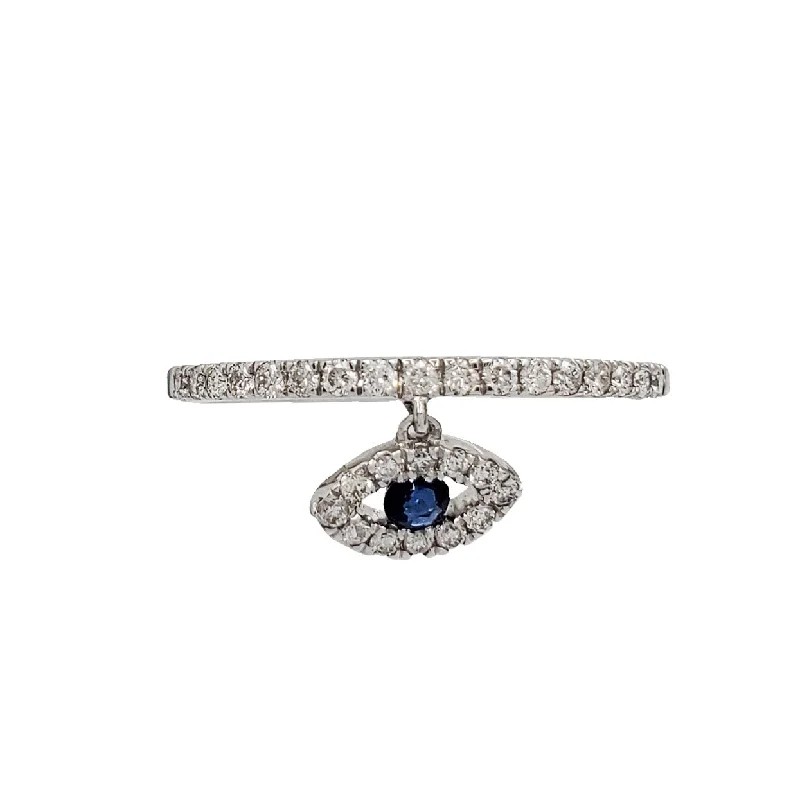 women's engagement rings with solitaires -Diamond Evil Eye Dangling Ring (14K)