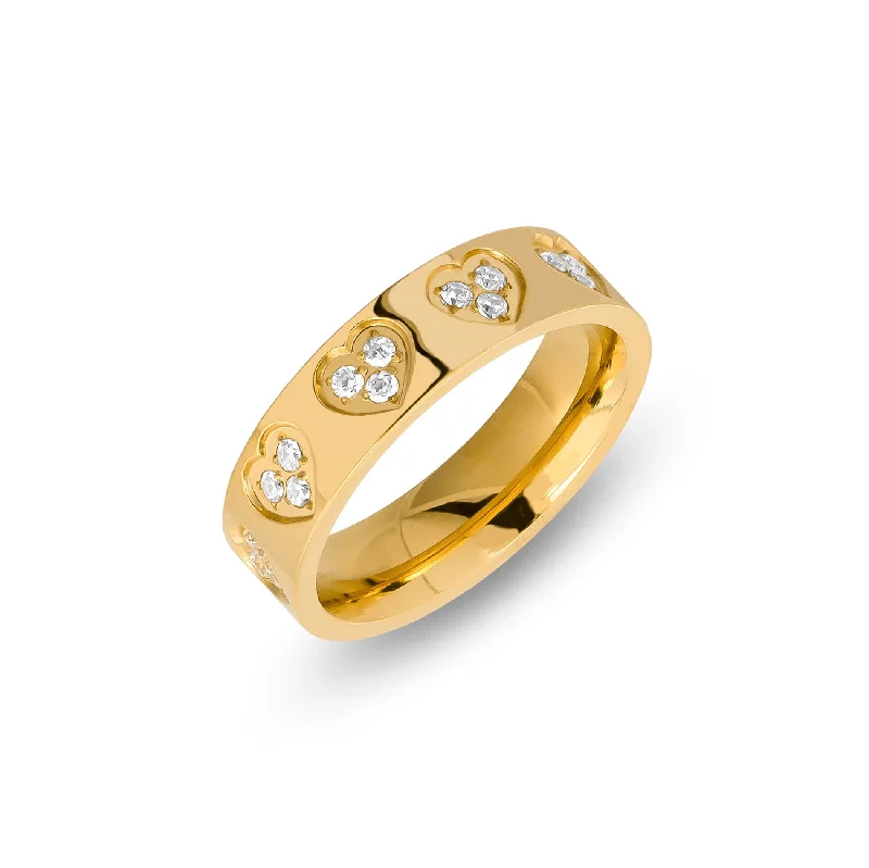 women's rings with twisted band -Zirconia heart ring gold