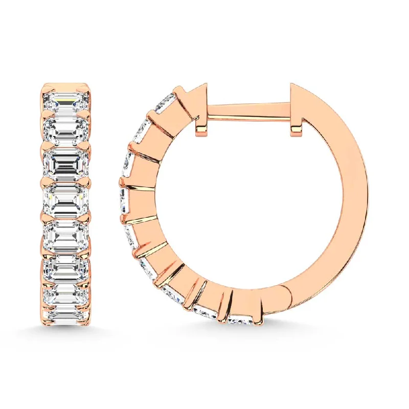 women's earrings with silver hoop -14K Rose Gold Lab Grown Diamond 1 1/2 Ct.Tw. Hoop Earrings