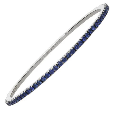 women's bracelets with wrap design -Blue Sapphire Stretch Tennis Bracelet