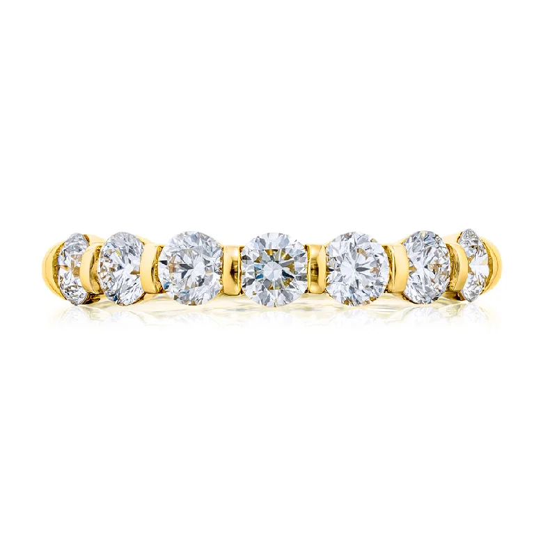 women's engagement rings with modern style -JB Star 7 Round Diamond Anniversary Band Yellow Gold