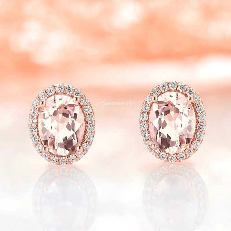 women's earrings with large hoop -Iris Morganite Earrings- 14K Rose Gold Vermeil