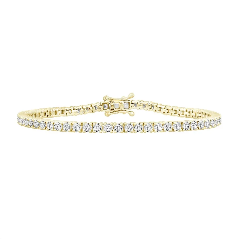 women's bracelets with luxury finish -LADIES TENNIS BRACELET 2.00CT ROUND DIAMOND 14K YELLOW GOLD