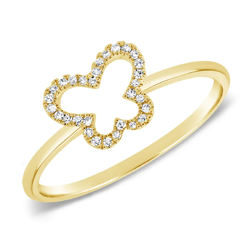 women's engagement rings with simple band -Diamond Butterfly Ring made in 14K Gold