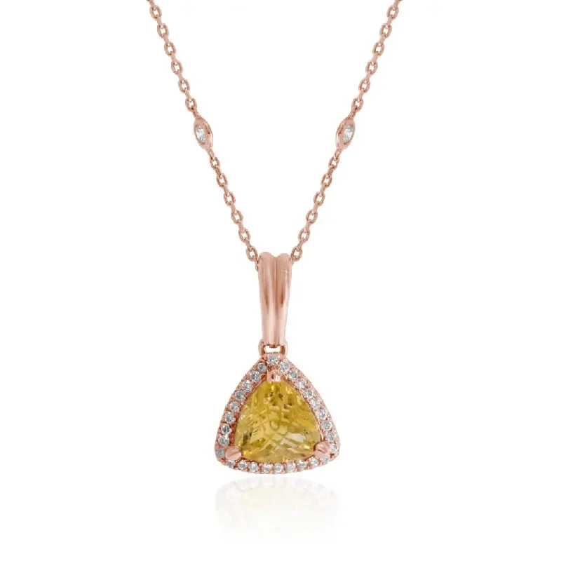 women's necklaces with bold look -Rose Gold Fancy Cut Citine and Diamond Necklace