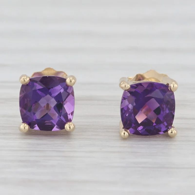 women's earrings with contemporary design -1.70ctw Amethyst Stud Earrings 14k Yellow Gold