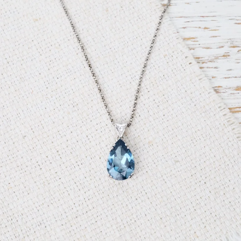 women's necklaces with matching set -Pear London Blue Topaz Pendant Necklace