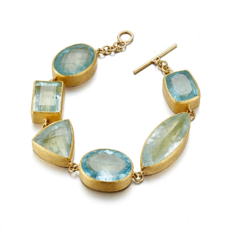 women's bracelets with classic bangle -Mixed-Shape Aquamarine Bracelet