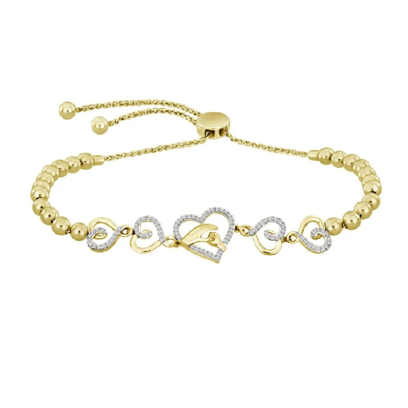 women's bracelets with charm bracelet -LADIES BRACELET 0.25CT ROUND DIAMOND YELLOW GOLD/STERLING SILVER