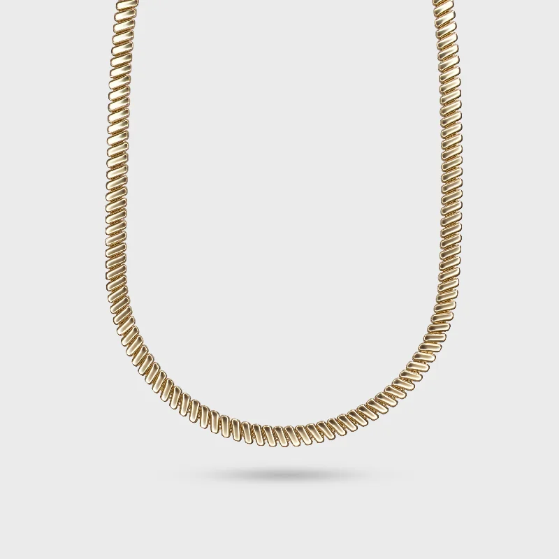 women's necklaces with chunky chain -Bold Gold Rib Necklace