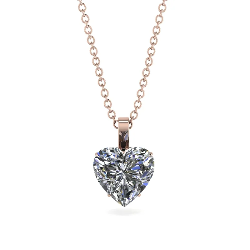 women's necklaces with geometric shapes -Heart Diamond Necklace - Noelle No. 32