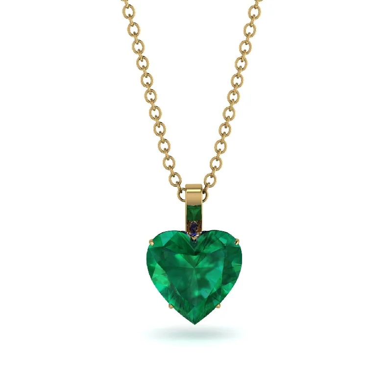 women's necklaces with cubic zirconia -Heart Emerald Necklace - Noelle No. 64