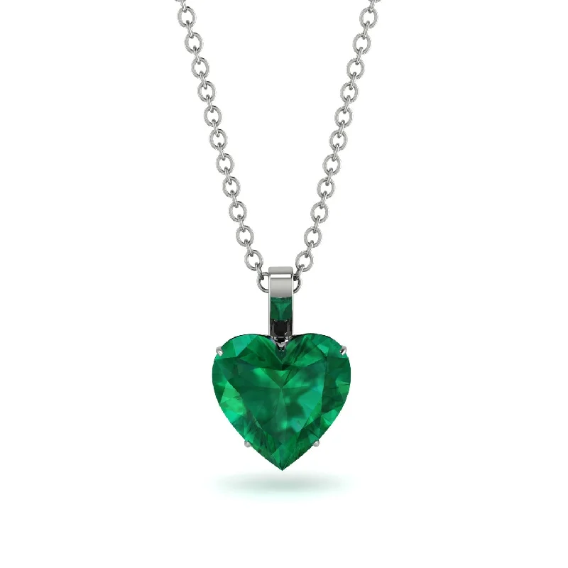 women's necklaces with boho design -Heart Emerald Necklace - Noelle No. 36