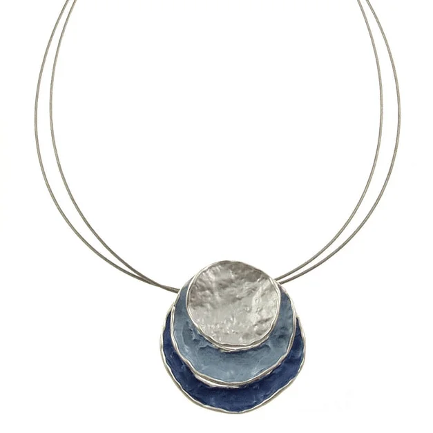 women's necklaces with beaded accents -Blue Round Stack Pendant Necklace