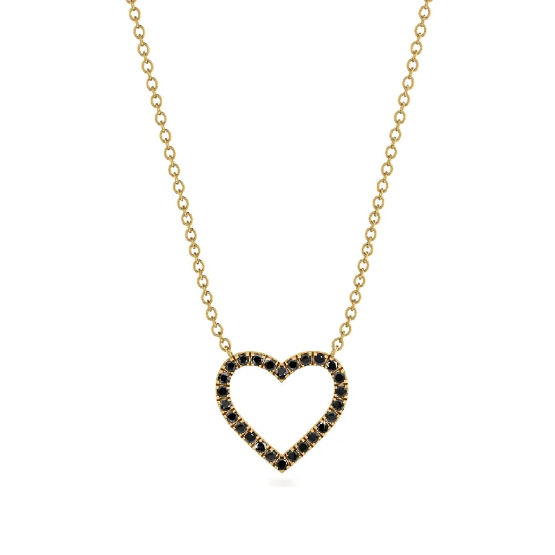 women's necklaces with sapphire -Heart Shaped Black Diamond Necklace - Marie No. 7