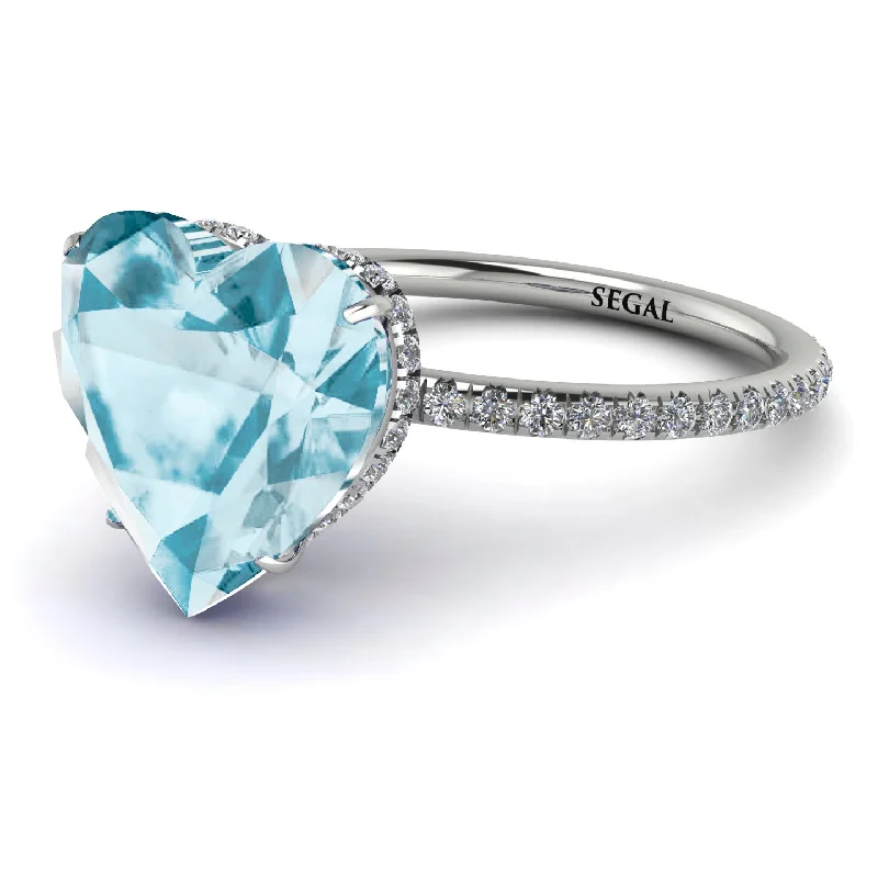 women's engagement rings with rose gold band -Heart Shape Aquamarine Ring - Noelle No. 403