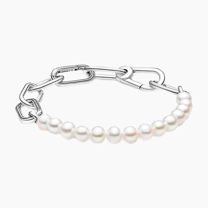 women's bracelets with diamond accents -925 Silver Pearl Silver Bracelet