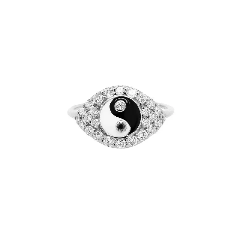 women's engagement rings with custom engraving -Yin Yang Ring | 2.4GMS .65CT | Diamond