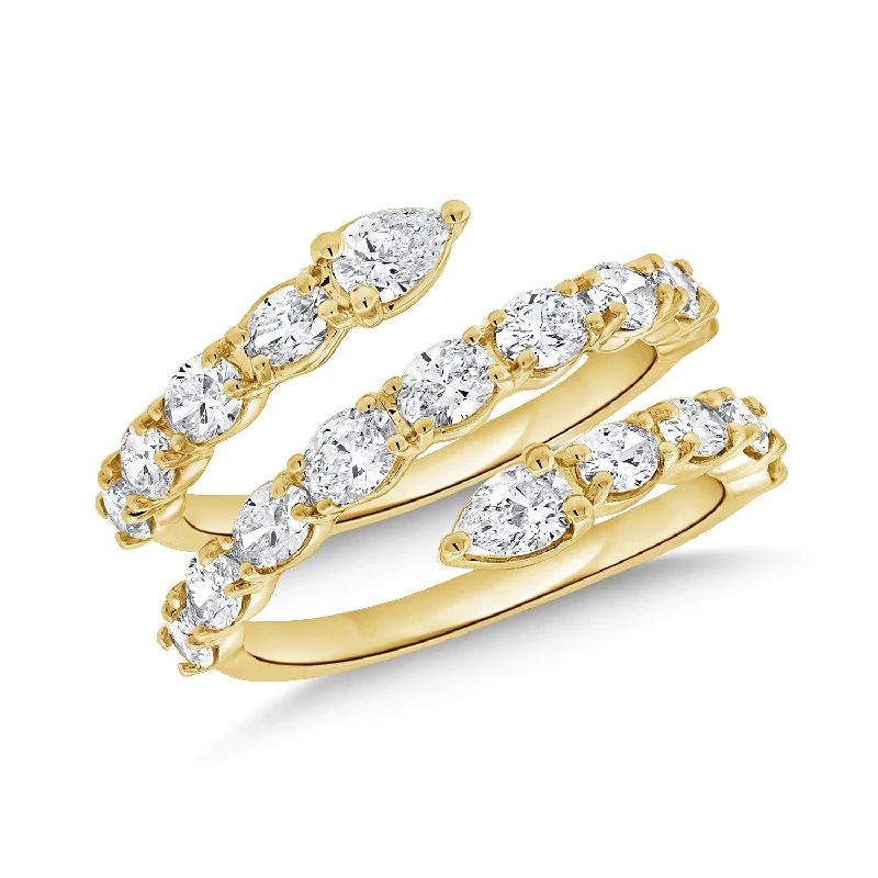 women's engagement rings with curved design -OKGs Collection Diamond Open & Wrap Ring made in 14K Gold