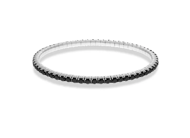 women's bracelets with intricate design -Tresor Black Diamond Stretch Bracelet