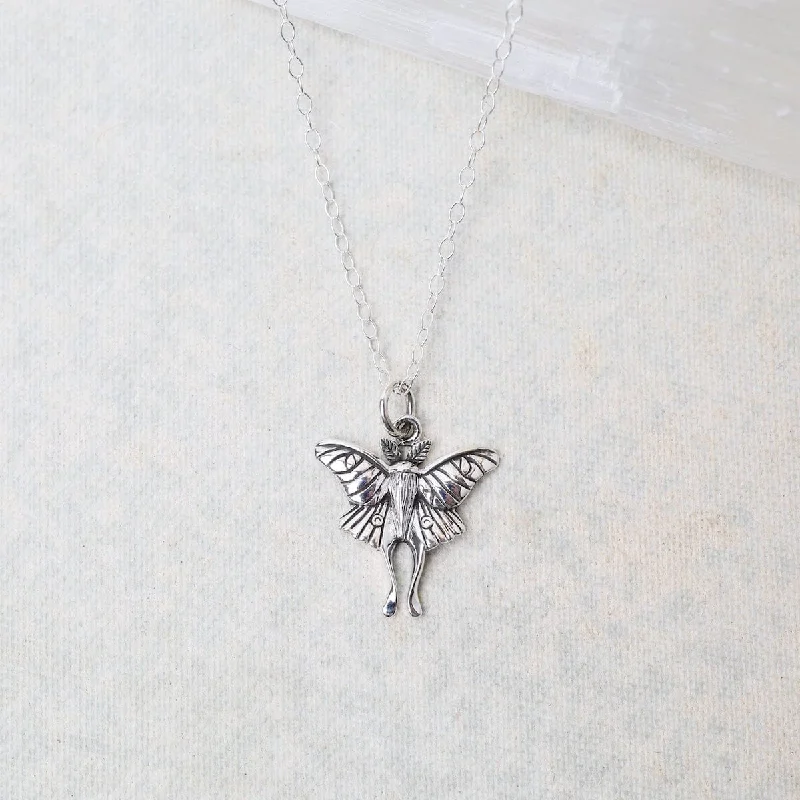 women's necklaces with thin gold chain -Luna Moth Pendant Necklace