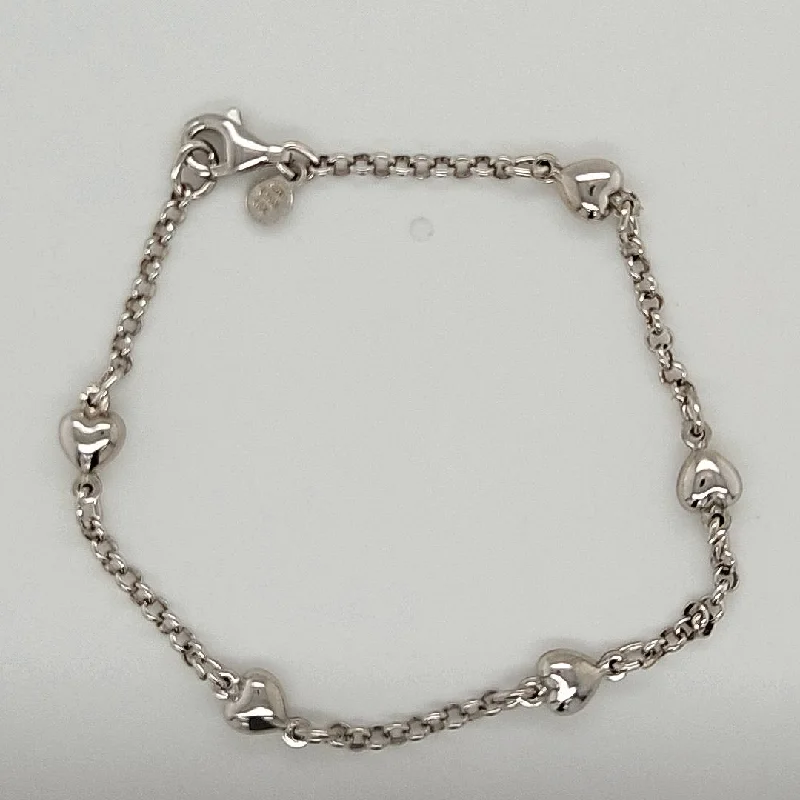 women's bracelets with pearls -925 Sterling Silver Youth Heart Chain Bracelet