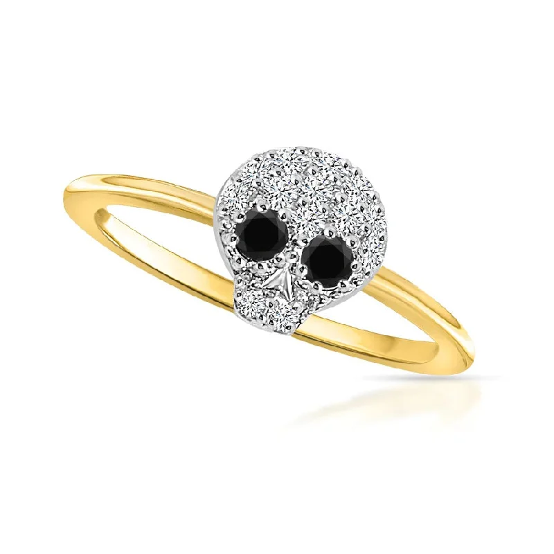 women's engagement rings with halo setting -Diamond Skull Ring (14K)