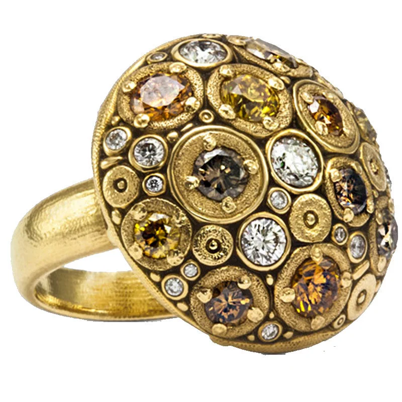 women's rings with crystal accents -Alex Sepkus Blooming Hill Dome Ring - R-145DC