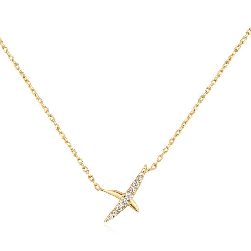 women's necklaces with luxury pendant -Gold Kiss Pave Necklace