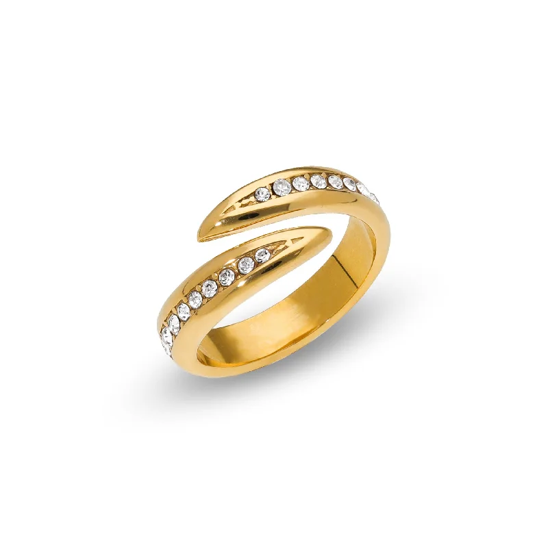 women's rings with diamond side stones -Alina ring gold