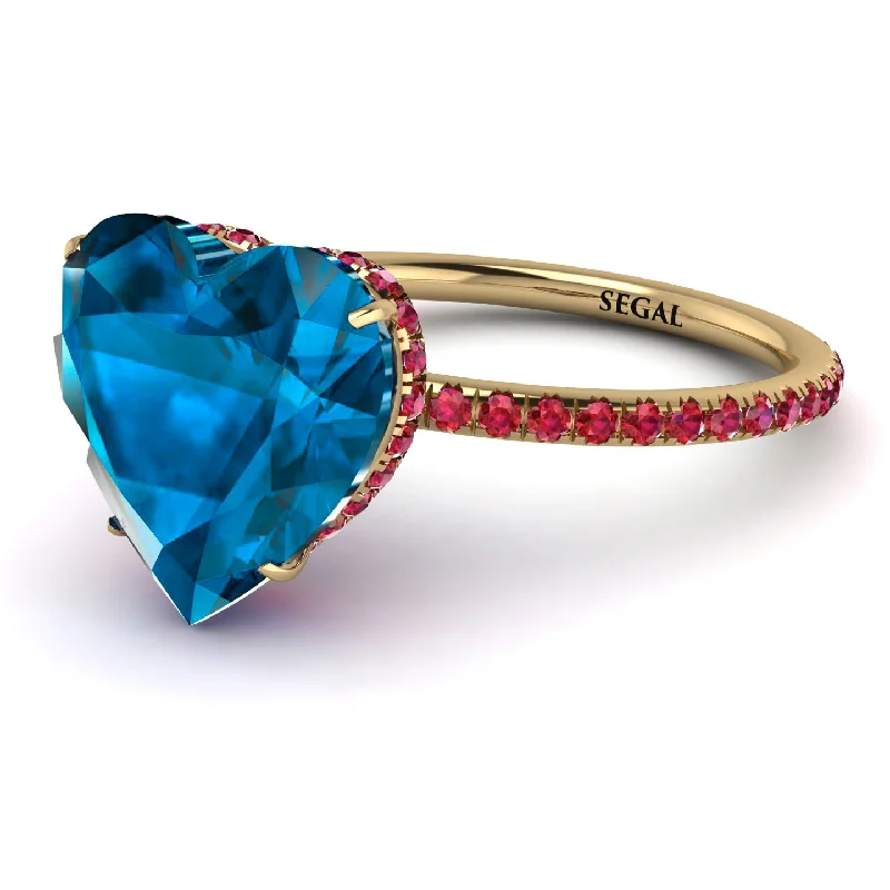 women's engagement rings with colored gemstones -Heart Shape Blue Topaz Ring - Noelle No. 510