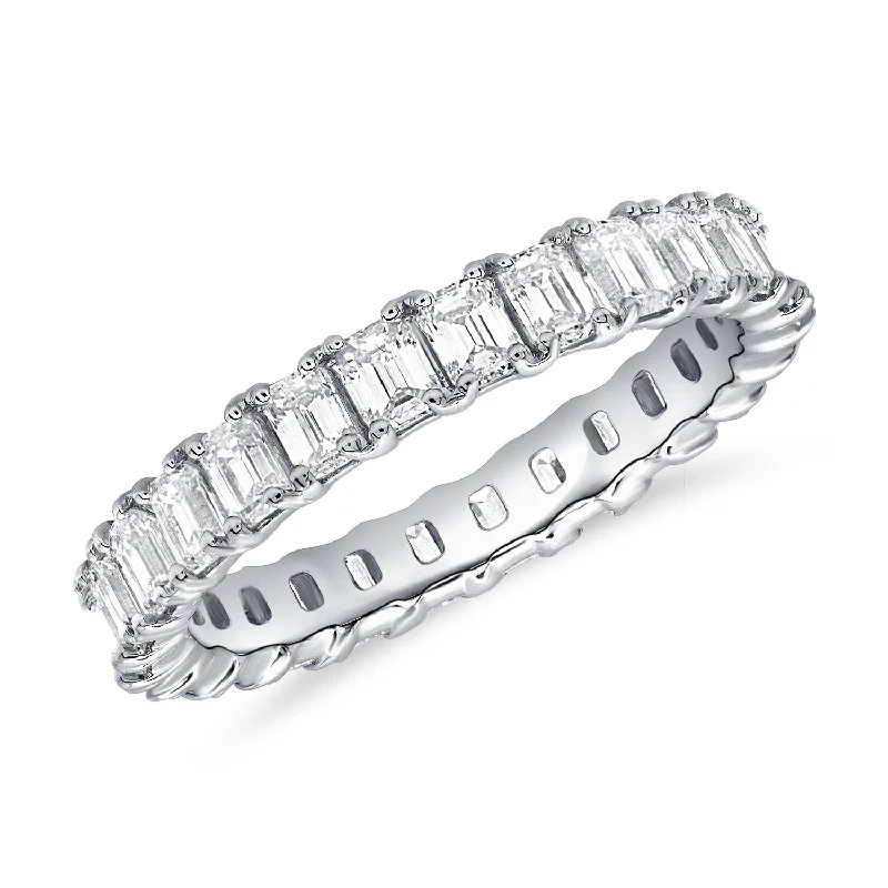 women's engagement rings with antique style -Classic Diamond Eternity Ring set with Emerald Cut Diamonds set in 14kt Gold