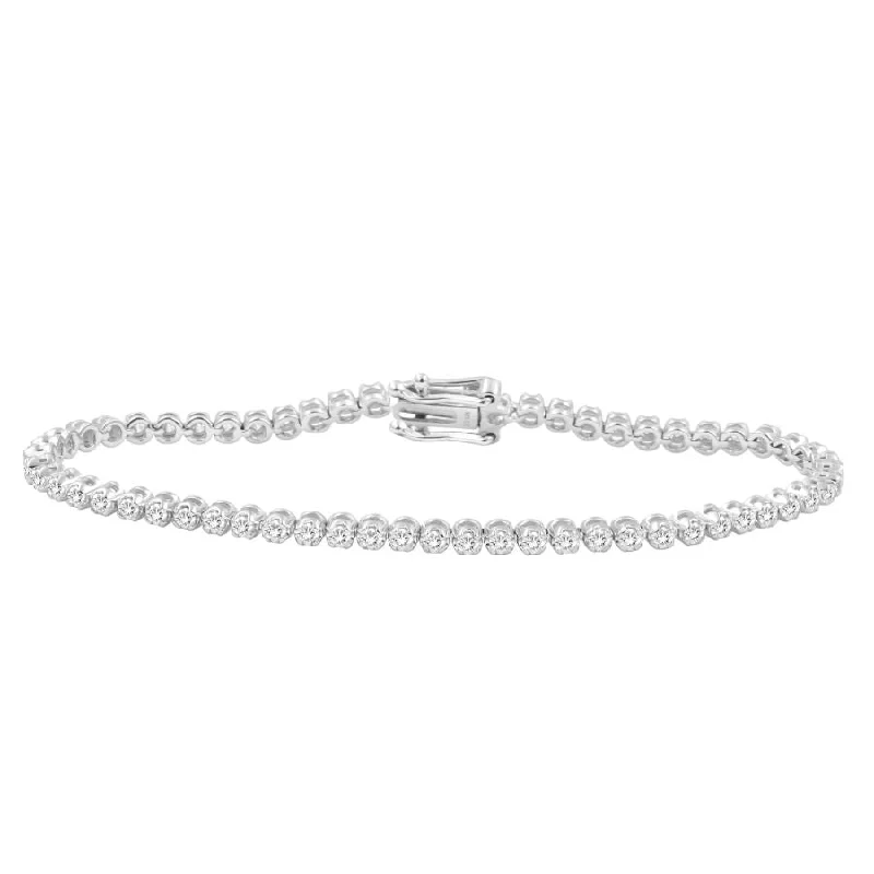 women's bracelets with simple elegance -LADIES BRACELET 1.50CT ROUND DIAMOND 14K WHITE GOLD