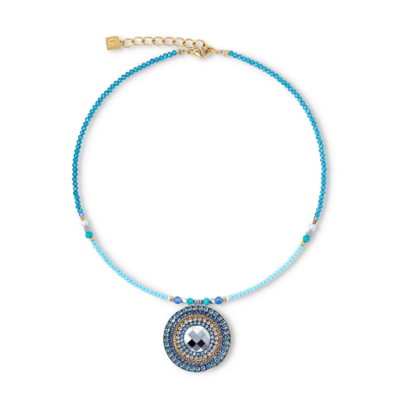 women's necklaces with layered stones -Ocean Vibes Turquoise Amulet Gold Necklace