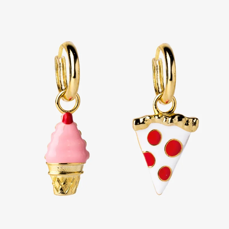 women's earrings with classic gold hoop -Pizza & Ice Cream Hoop Earrings