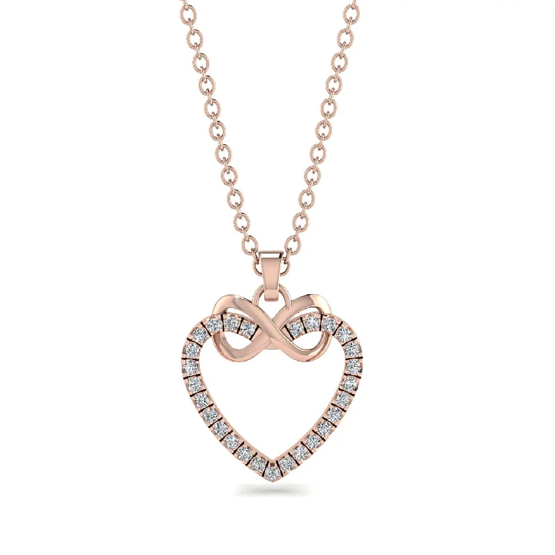 women's necklaces with gold accents -Infinity Heart Diamond Necklace - Mollie No. 2