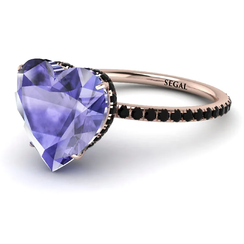 women's engagement rings with hidden halo -Heart Shape Tanzanite Ring - Noelle No. 208