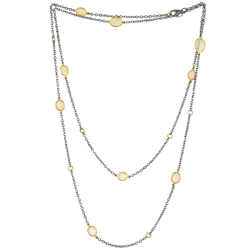 women's necklaces with beaded design -Lika Behar "Katya" Opal Necklace in Sterling Silver & 24K Gold 38" Adjustable KAT-N-105-GXOP