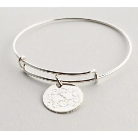 women's bracelets with pearls -Adjustable Bangle Charm Bracelet Personalized Bracelets