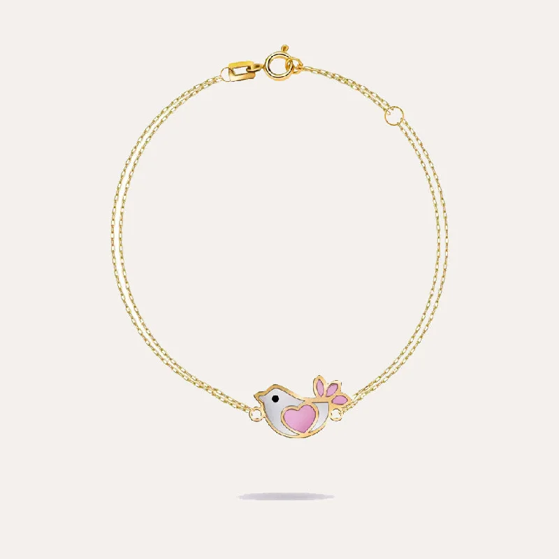 women's bracelets with butterfly charm -18K Gold Lovebird Bracelet For Kids